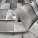 Tapeta z włókniny z motywem drewna o geometrycznym, szarym wyglądzie 3D