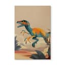 Plakat drewniany Dinozaur - Velociraptor - Brązowy