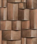 Tapeta z włókniny z motywem drewna o geometrycznym, brązowym wyglądzie 3D