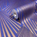 Tapeta z włókniny o wyglądzie 3D, geometryczna grafika w paski w kolorze niebieskim 