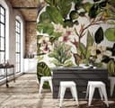 Fototapeta z motywem roślin tropikalnych z kaktusami i orchideami 2,7 x 2,65 m