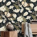 Tapeta z włókniny z motywem kwiatowym Secret Garden czarna