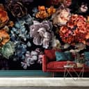 Fototapeta Dark Floral Martwa natura ze storczykami, hortensjami i piwoniami 2,7 x 4,24 m