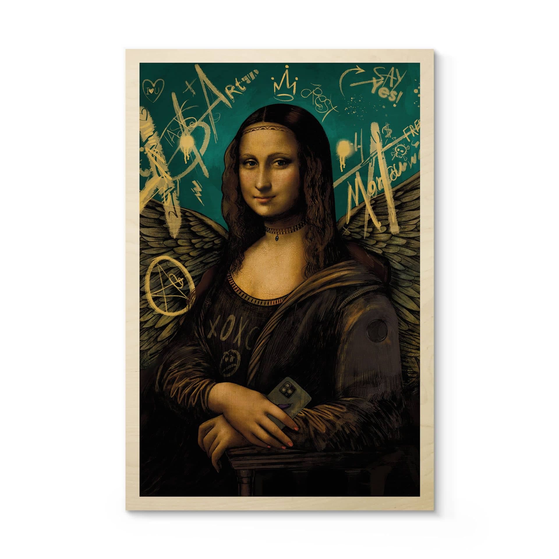 Plakat drewniany Mona Lisa - nowoczesny