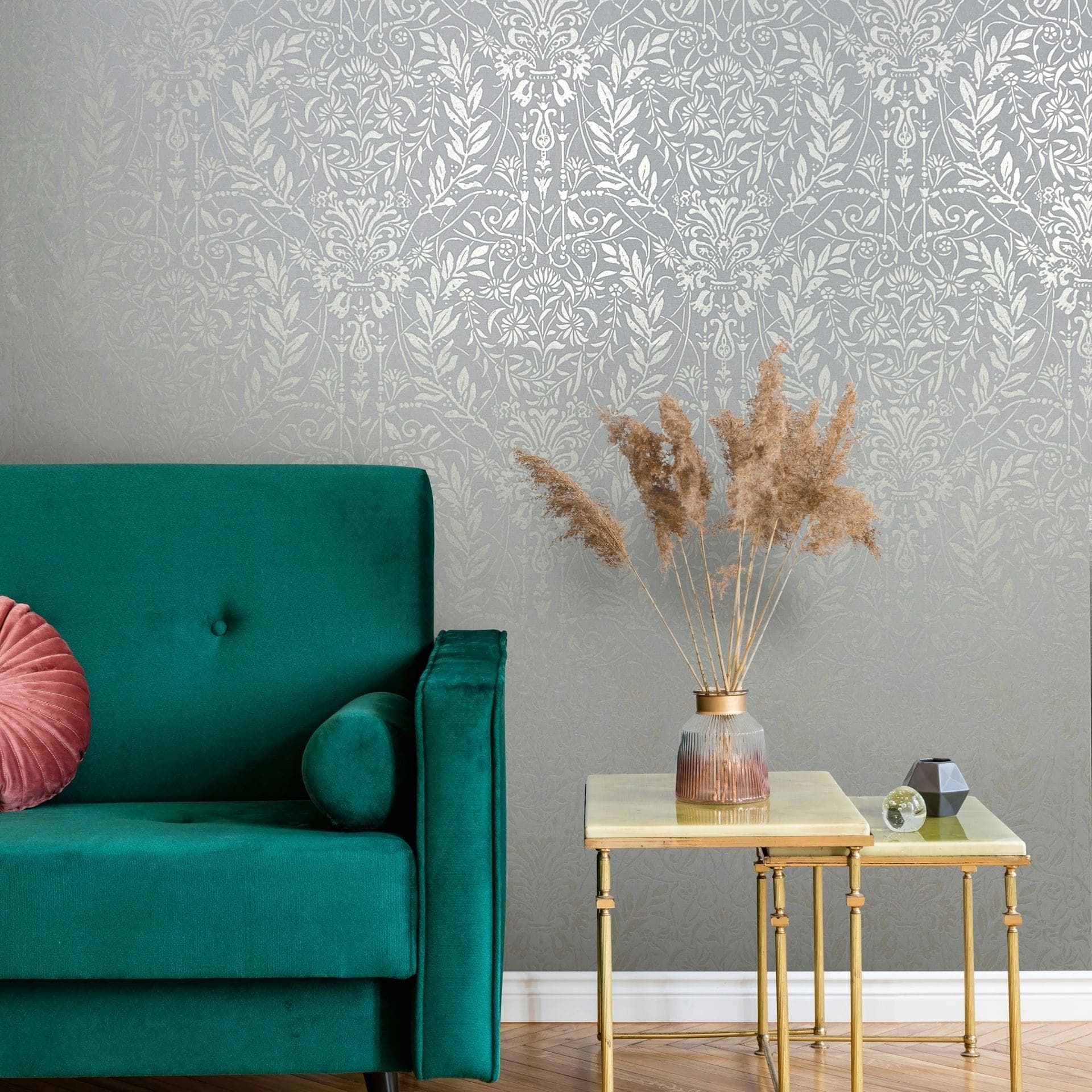 Tapeta z włókniny Ornament Floral Nature w kolorze szaroniebieskim