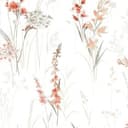 Tapeta z włókniny kwiaty, liście floral nature matowa w kolorze białym czerwonym