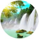 Błękitna laguna - Fototapeta okrągła - tapeta flizelinowa/tapeta flizelinowa samoprzylepna