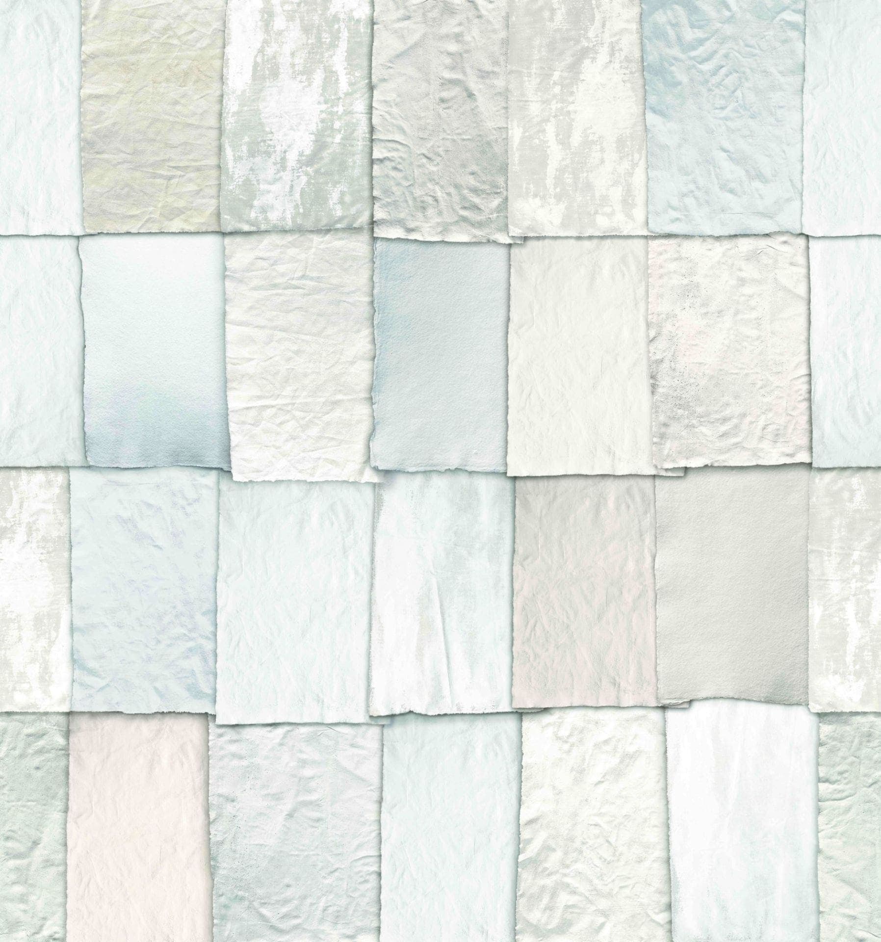 Fototapeta Patchwork o wyglądzie papieru w kolorze białym i beżowym z delikatną fakturą 3,4 x 3,18 m