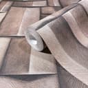 Tapeta flizelinowa z motywem drewna, geometryczny szary, brązowy wygląd 3D