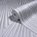 Tapeta z włókniny o wyglądzie 3D, geometryczna grafika w paski w kolorze szarym 
