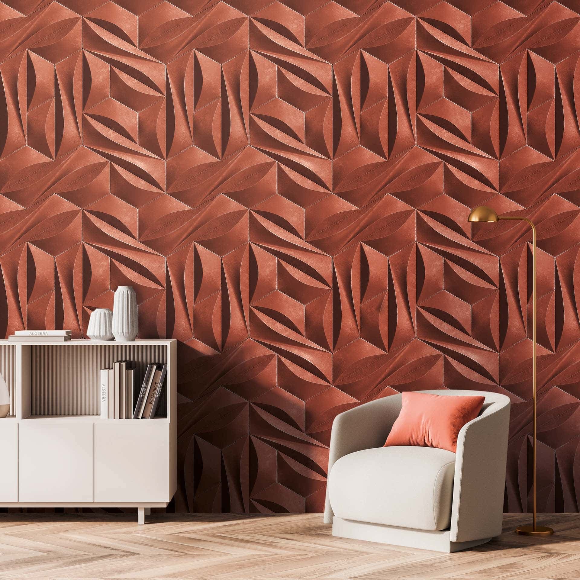 fototapeta 3d czerwony geometryczny wzór włóknina tapeta do salonu, sypialni