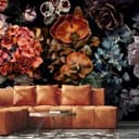 Fototapeta z motywem ciemnego bukietu kwiatów w kolorze czarnym z orchideami 2,7 x 2,12 m