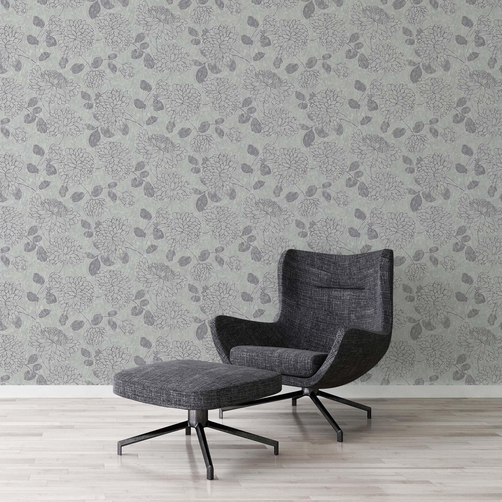 Tapeta Floral Grey Silver - tapeta z włókniny A.S. Création