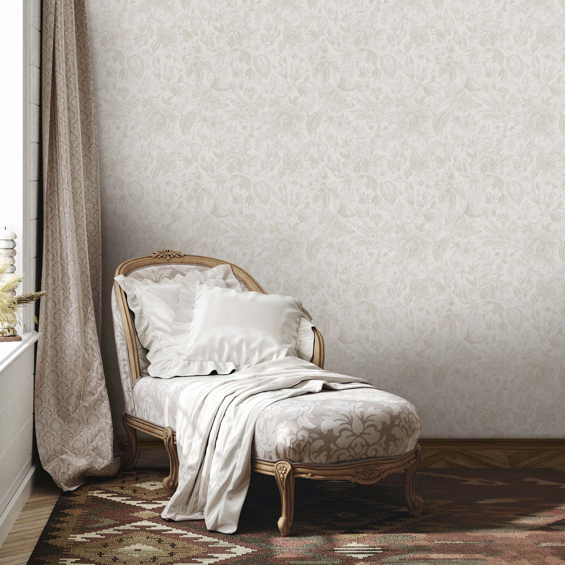 Tapeta z włókniny kwiaty, liście floral nature matowa w kolorze białym 
