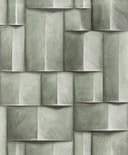 Tapeta z włókniny z motywem drewna o geometrycznym, zielonym wyglądzie 3D