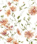 Tapeta z włókniny kwiaty, liście floral nature matowa w kolorze biało pomarańczowym