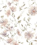 Tapeta z włókniny kwiaty, liście floral nature matowa w kolorze białym zielonym