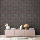 Floral black pink - tapeta flizelinowa country house A.S. Création - matowa, jasna faktura