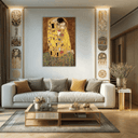 Plakat drewniany z nadrukiem - Klimt - Pocałunek