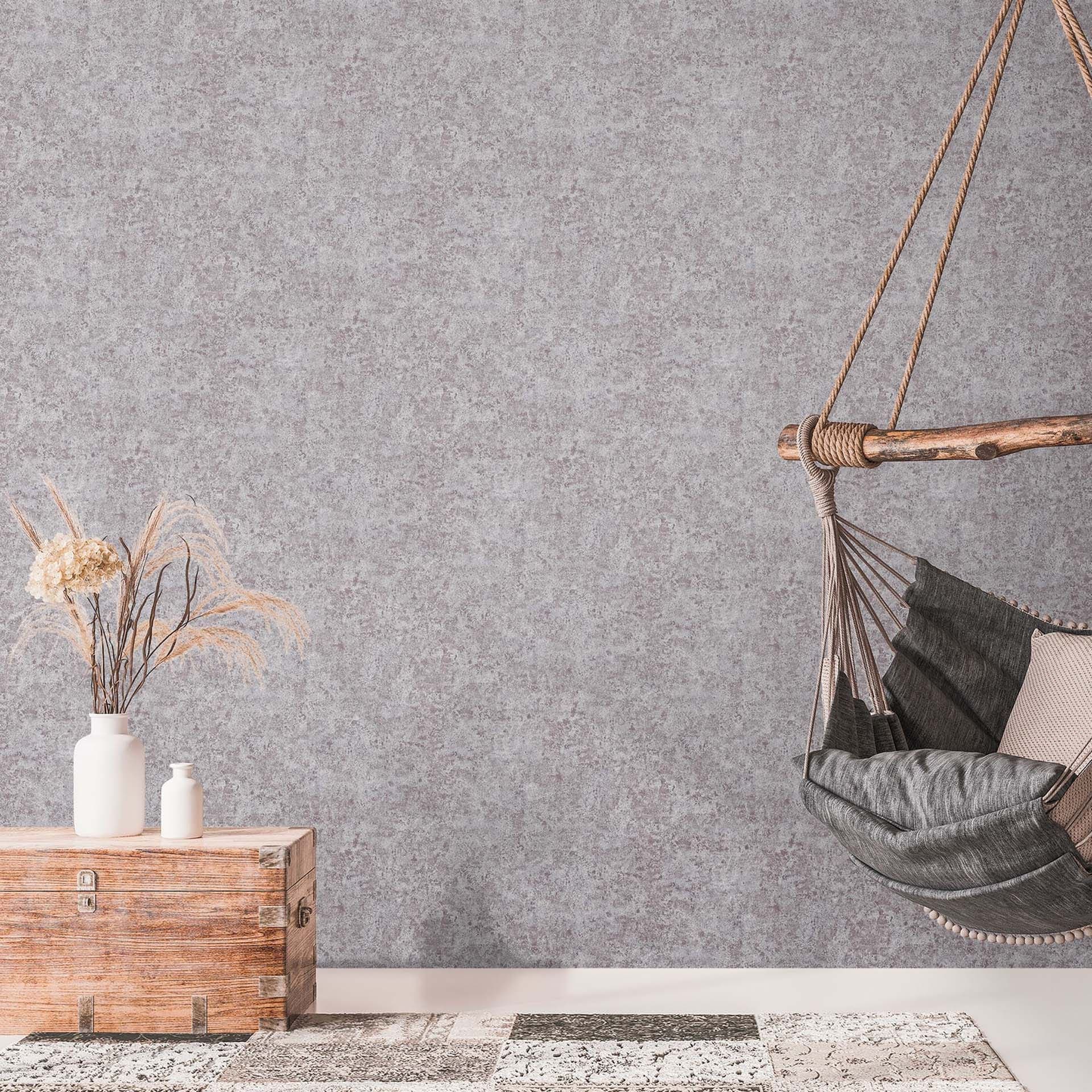 Srebrna tapeta z włókniny w stylu industrialnym - tapeta vintage szara