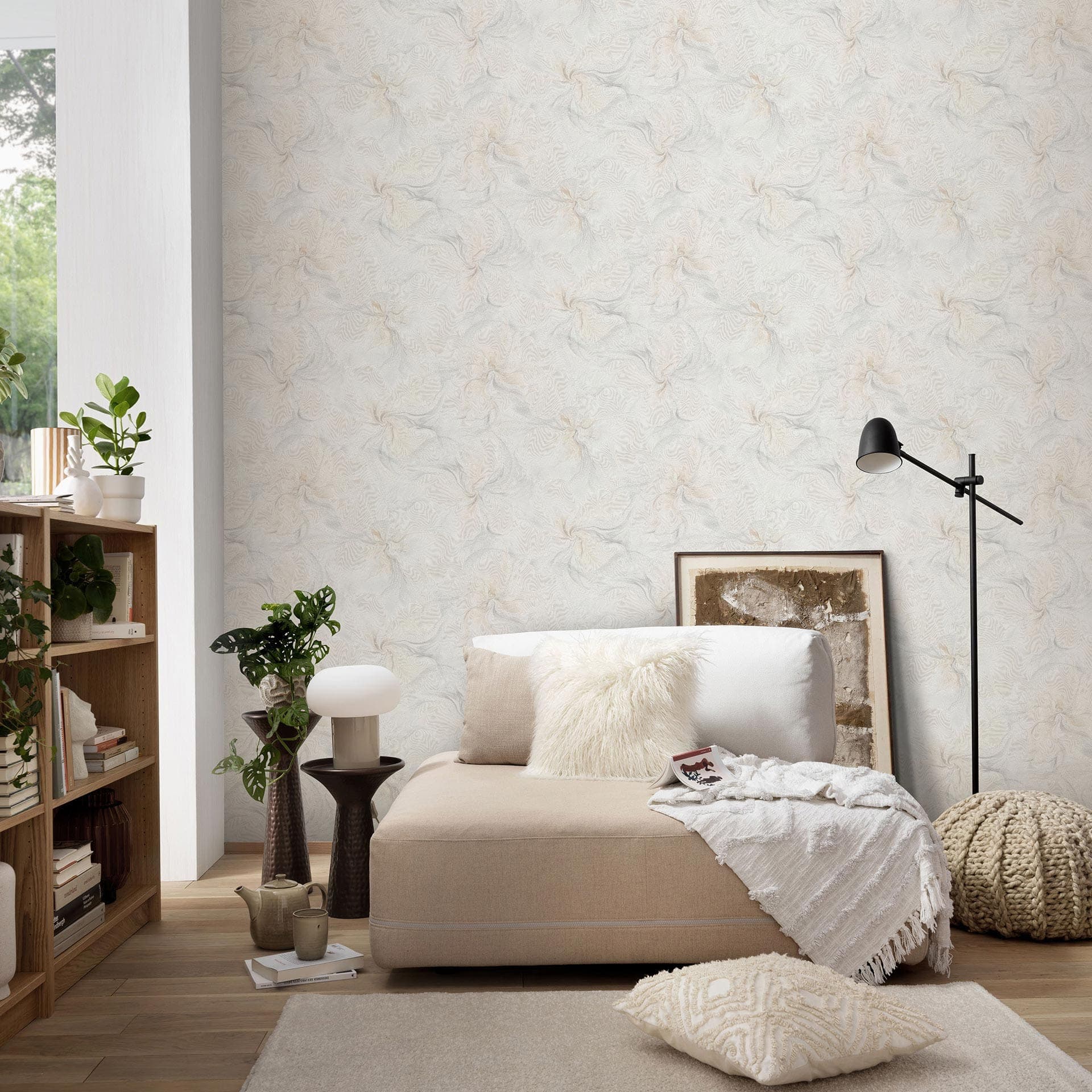 Tapeta z włókniny z motywem kwiatowym Aurora beige