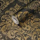 Barokowa tapeta czarne złoto - luksusowa tapeta z włókniny w stylu vintage z ornamentami