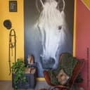 Fototapeta Biały koń - 144x260 cm
