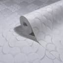 Tapeta z włókniny w kwiaty, geometryczny mat o wyglądzie 3D w kolorze białym 