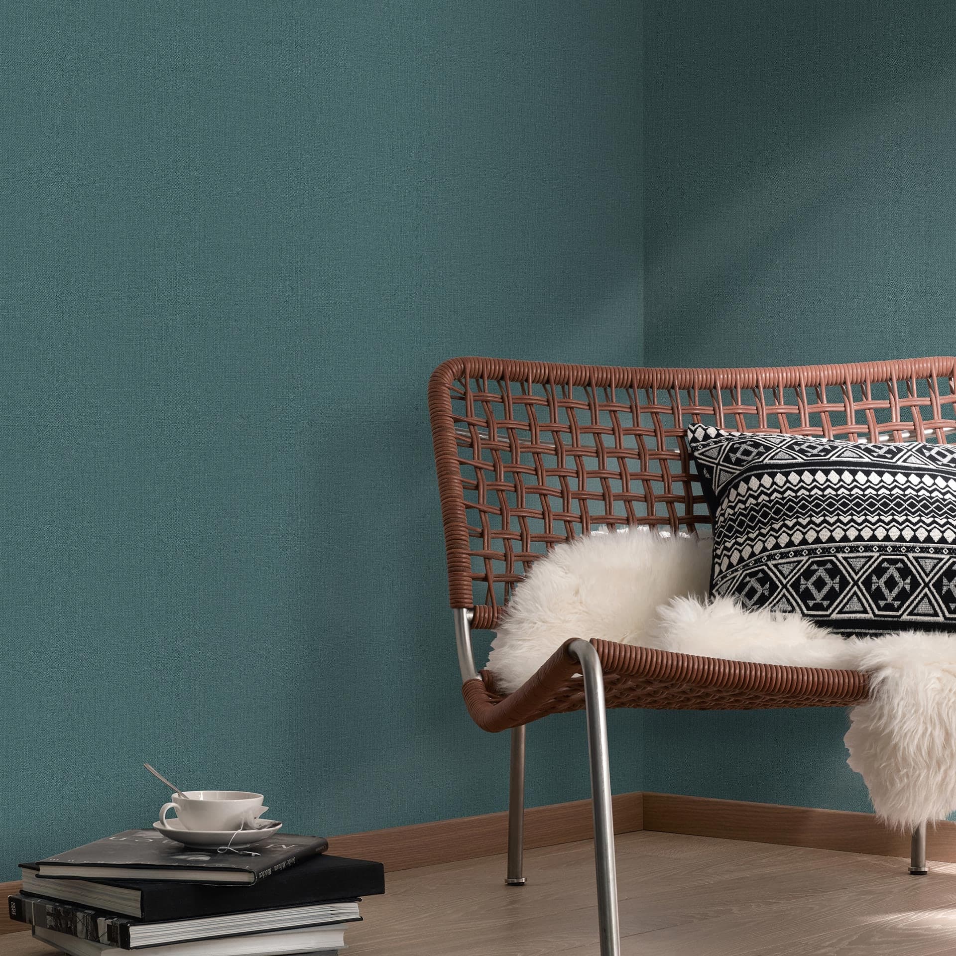 Tapeta z włókniny WOVEN Elle Decoration 4, petrol