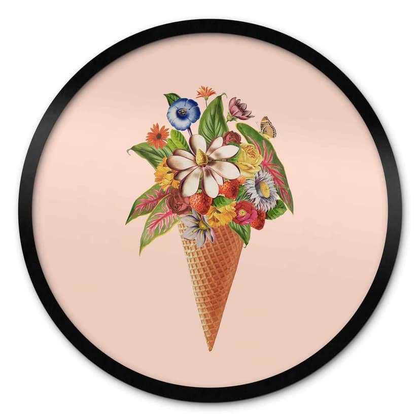Plakat Frida Floral Studio - Kwiecisty rożek do lodów - okrągły