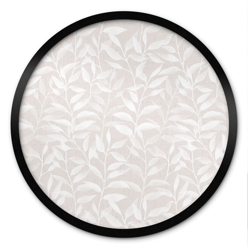 Plakat Delikatne Akwarelowe Liście - Delikatny Beż - Bloomery Decor - Okrągły