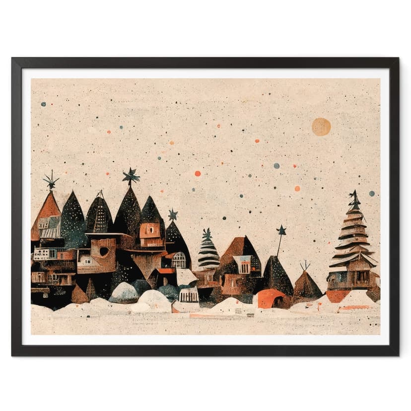 Plakat zimowy - Świąteczne miasteczko - Treechild