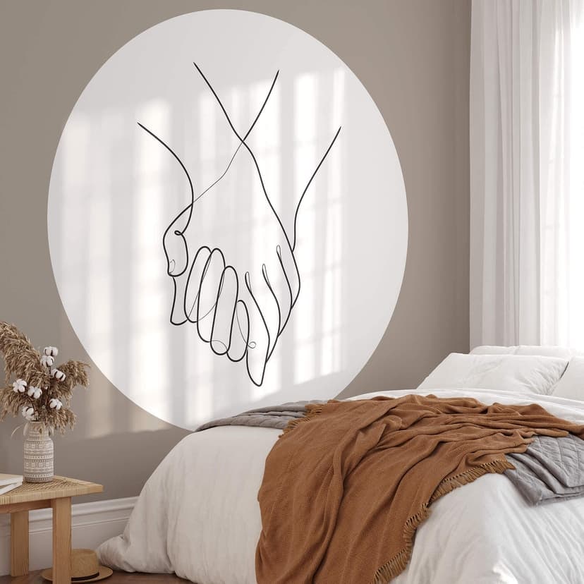 1X Studio - Line Art Hand in Hand - Fototapeta okrągła - tapeta flizelinowa/tapeta flizelinowa samop