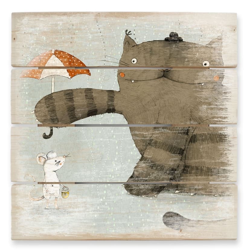 Obraz drewniany Loske - Parasol - 40x41,5 cm