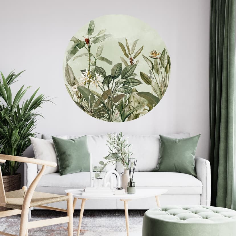 Naklejka na ścianę tropikalna botanika - UN Designs - Okrągła