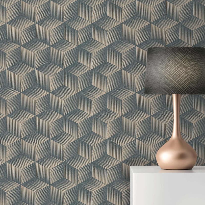 tapeta 3D bez PVC - włókninowa tapeta geometryczna A.S. Création Blue Beige 385063