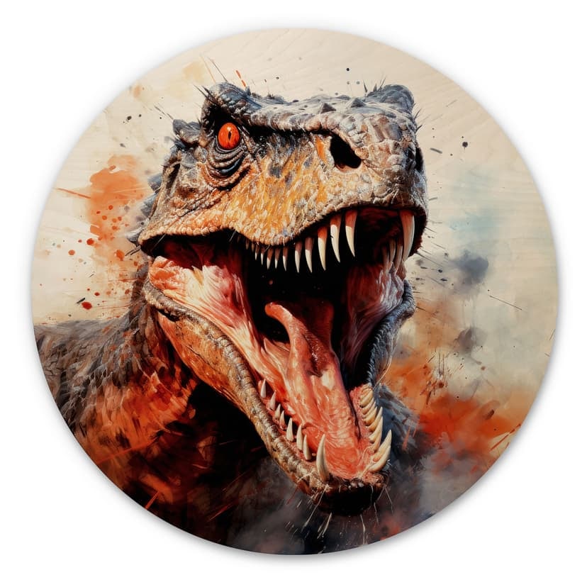 Obraz drewniany T-Rex: Dzikie oblicze prehistorii - Jaszke - Round
