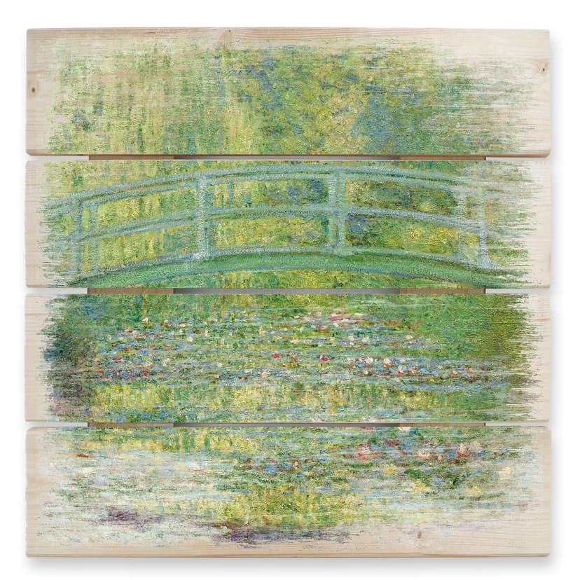 Obraz drewniany Monet - Staw z liliami wodnymi i japoński most - 40x41,5 cm