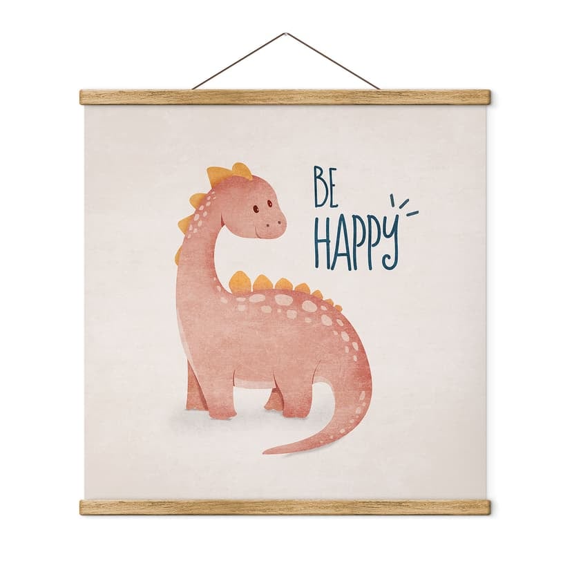 Obraz tkaniny Dino Be Happy - Brachiozaur - Tunaboylu - Kwadratowy
