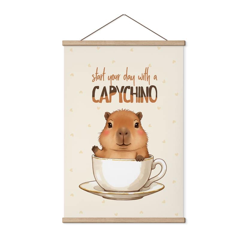 Obraz tkaniny Capybara w kolorze kawowym - Capychino