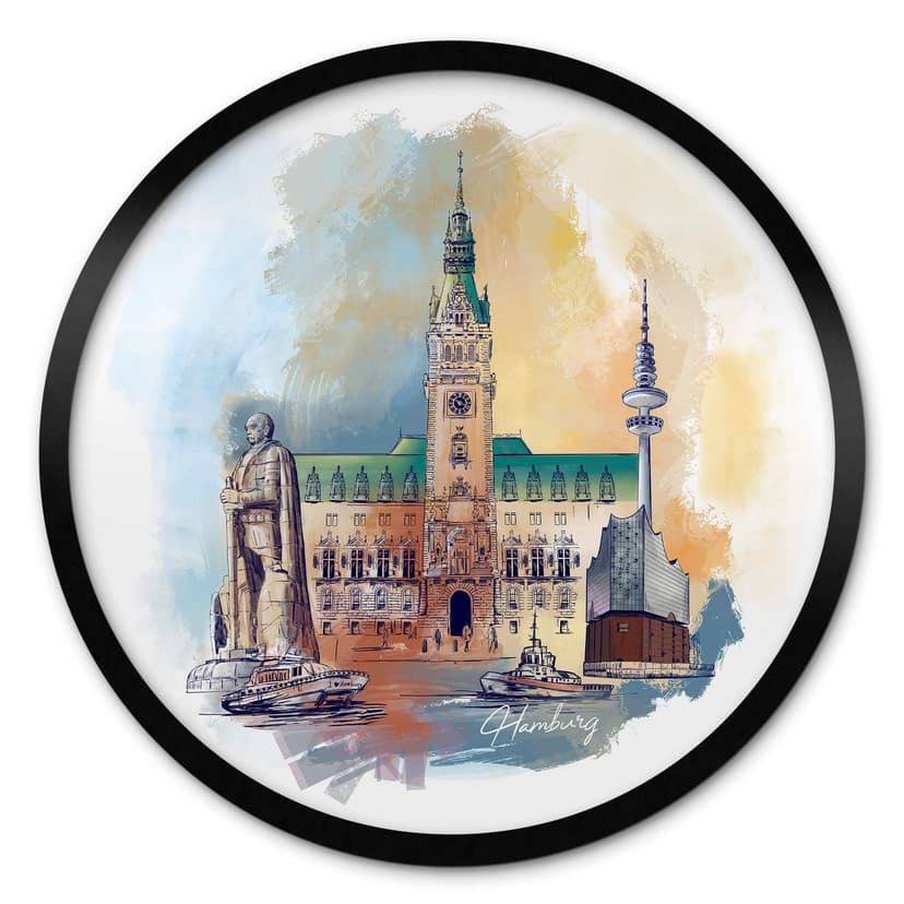 Plakat Hamburg - okrągły - Pokochaj swoje miasto