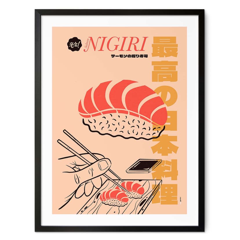 Plakat Kuchnia Japońska Vintage - Sushi Łosoś - Gomes
