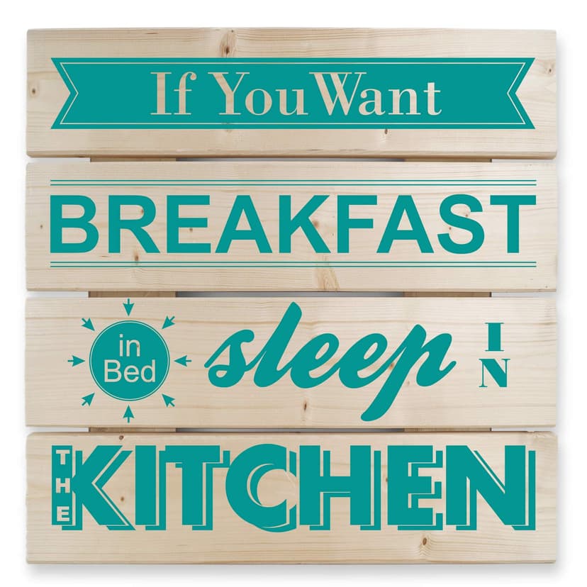 Obraz drewniany If you want Breakfast - turkusowy - 40x41,5 cm