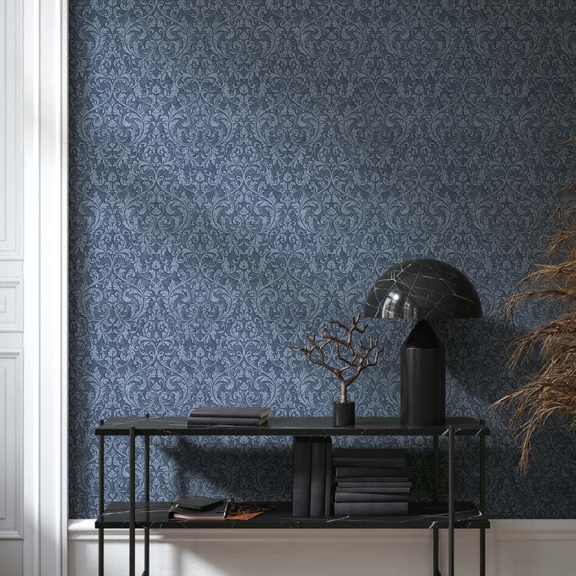 Tapeta z włókniny Ornamental Classic matowa w kolorze niebieskim