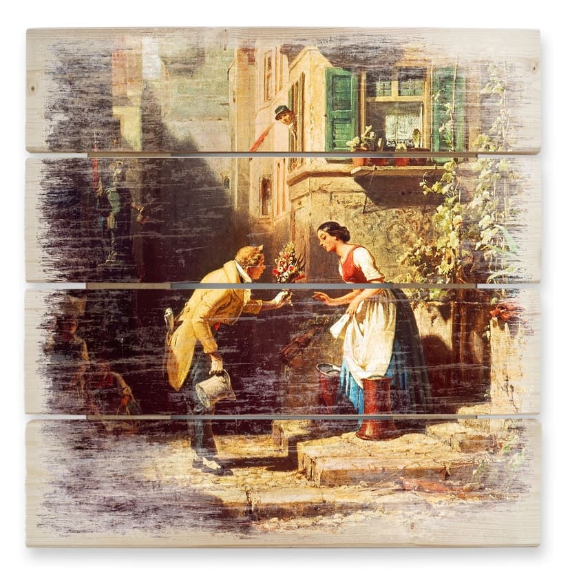 Obraz drewniany Spitzweg - Wieczny Pan Młody - 40x41,5 cm
