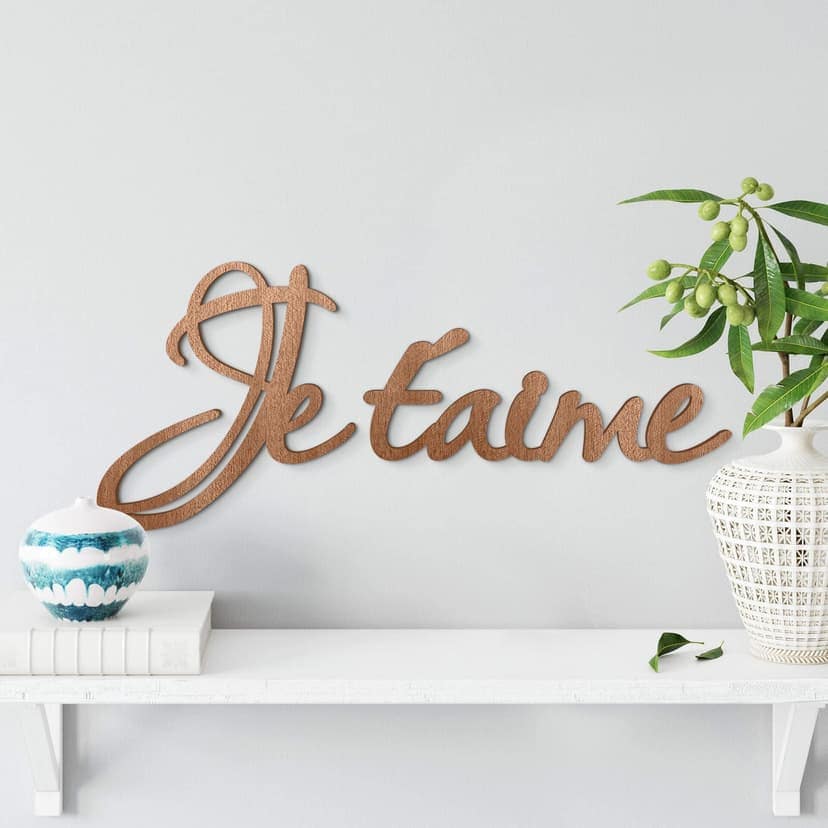 Drewniane litery mahoń - Je t' aime