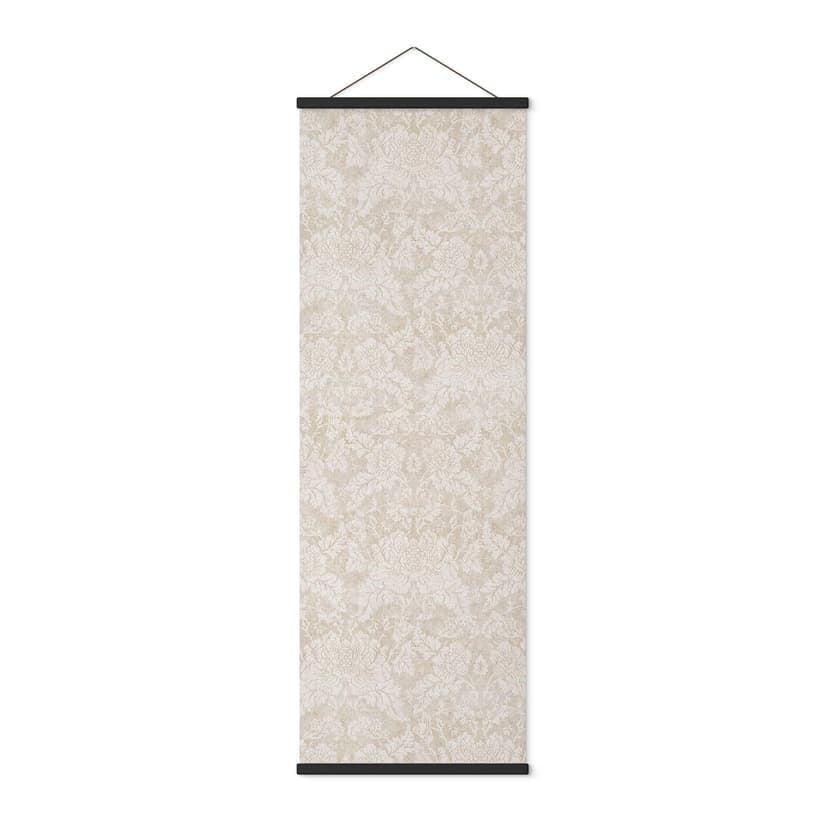 Obraz tkaniny w kwiaty kości słoniowej w stylu barokowym - Bloomery Decor - Panorama