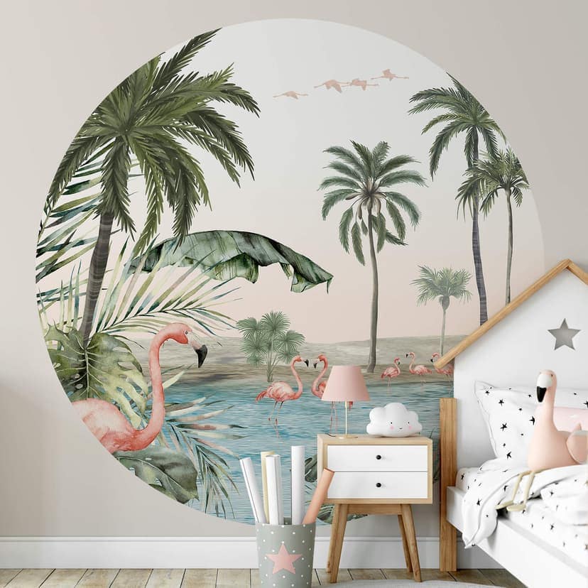Fototapeta Kikki Belle - Flamingo Oasis - okrągła - tapeta flizelinowa/tapeta flizelinowa samoprzyle