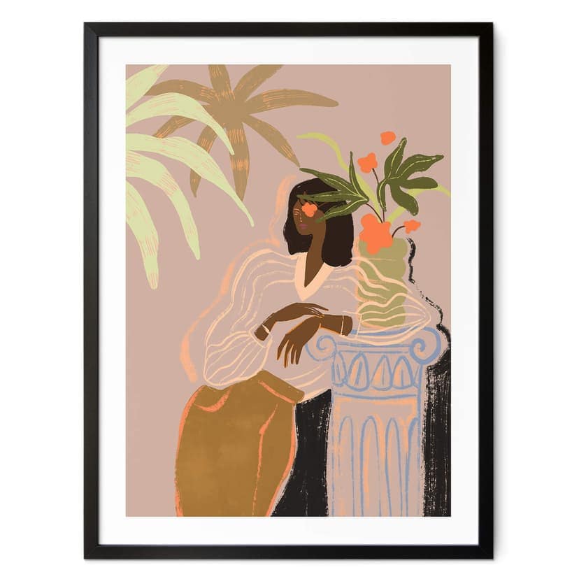 Plakat art print - Arty Guava - Kobieta pod tropikalną palmą