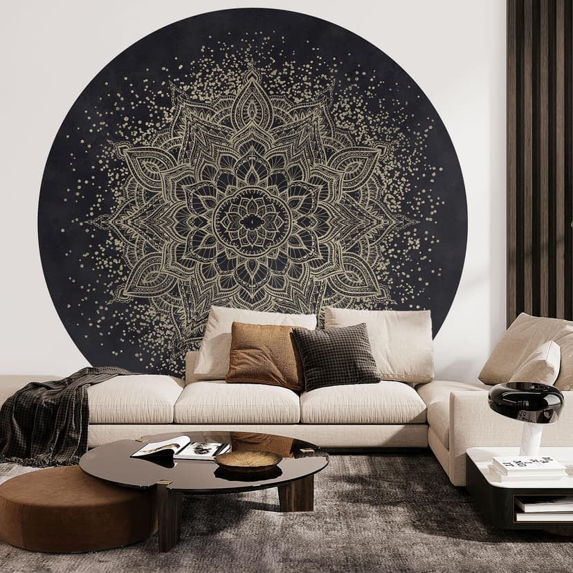 Elegancka fototapeta mandala w czerni i złocie - Bloomery Decor - Round - tapeta flizelinowa/tapeta